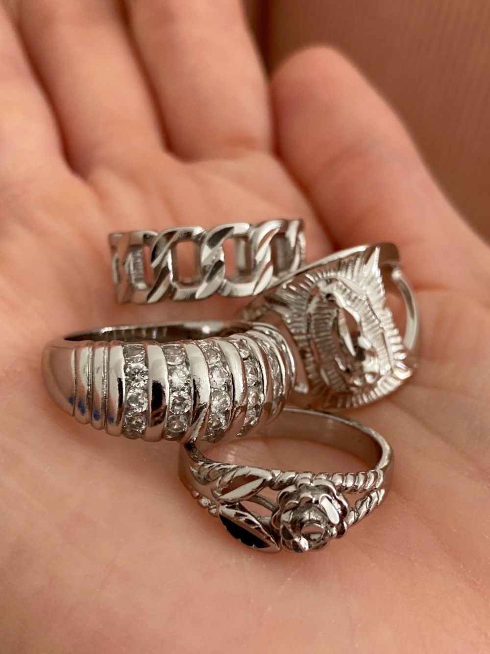 CHILD OF WILD SZ7 Ring SET Silver Stackable layering cocktail Rings Silver New 7